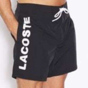 LaCoste NWOT Logo Black Swim Trunks Hybrid Boardshorts Boys M